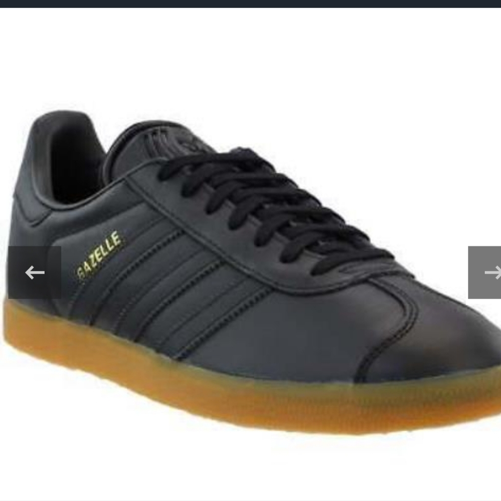 Adidas Gazelle black on black leather with gum sole